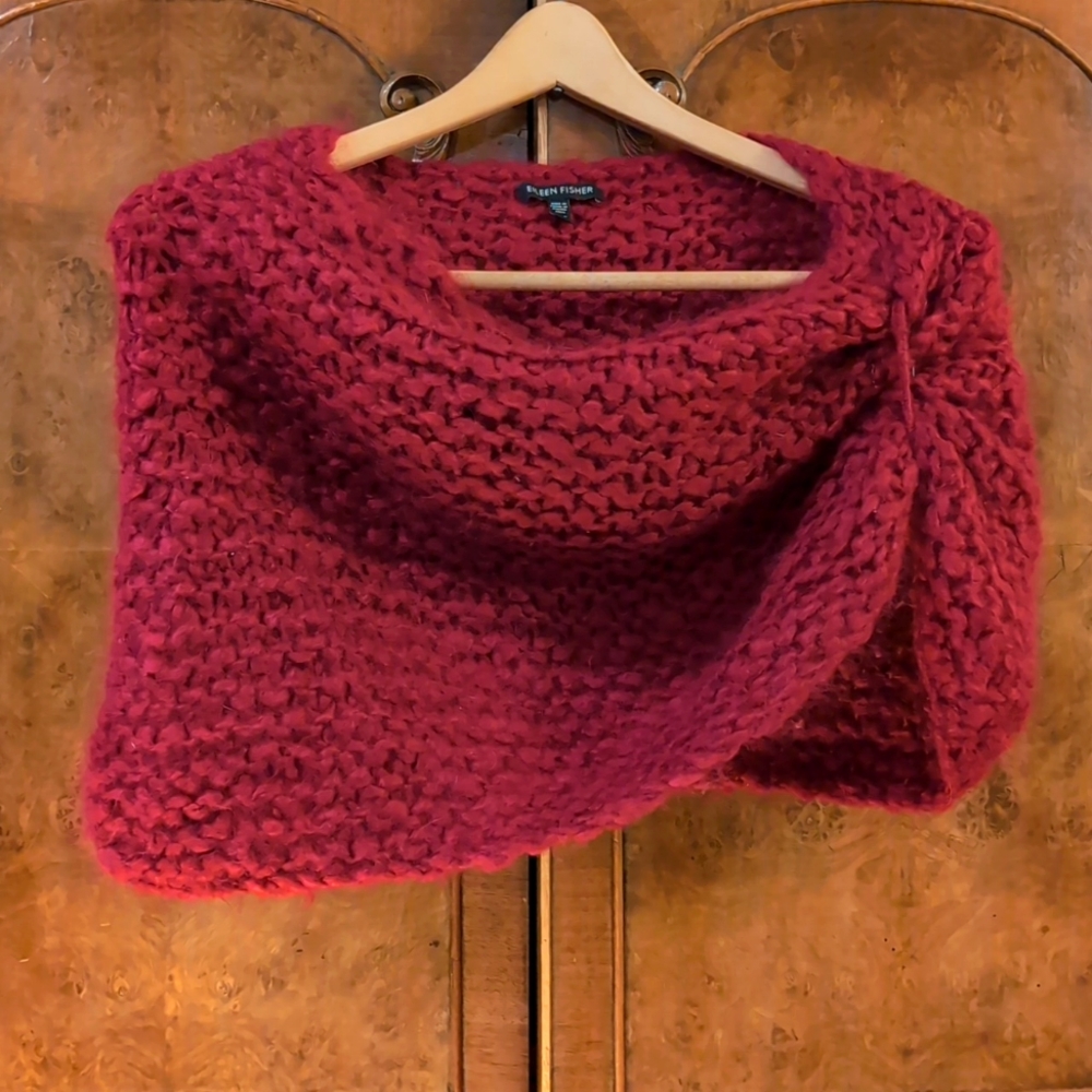 Eileen Fisher Mohair Cherry Red Shrug